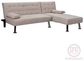 Γωνιακός καναπές-κρεβάτι αναστρέψιμος Brisk καφέ-γκρι ύφασμα 200x146x75εκ 200x146x75 εκ.