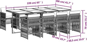 vidaXL Σετ Τραπεζαρίας Κήπου 9 τεμ Μαύρο από Συνθ. Ρατάν με Μαξιλάρια