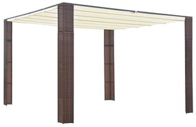vidaXL Κιόσκι με Οροφή Καφέ/Κρεμ 300x300x220 εκ. από Συνθετικό Ρατάν
