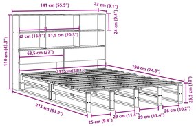 ΚΡΕΒΑΤΙ ΒΙΒΛΙΟΘΗΚΗ ΧΩΡΙΣ ΣΤΡΩΜΑ 135X190 ΕΚ ΜΑΣΙΦ ΠΕΥΚΟ 3323944