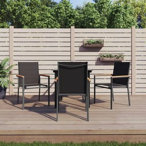vidaXL Σετ Τραπεζαρίας Κήπου 5 Τεμαχίων Μαύρο Textilene &amp; Ατσάλι