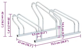 Βάση Ποδηλάτου για 3 Ποδήλατα Επιδαπέδιο Γαλβανισμένο Χάλυβα - Ασήμι