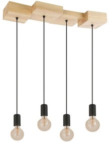 Φωτιστικό Οροφής - Ράγα Halkin 43799 72x25x110cm 4xΕ27 40W Black-Brown Eglo Steel,Wood