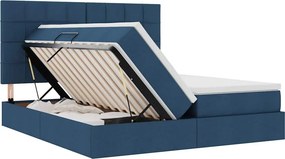 vidaXL Κρεβάτι Αποθήκης με κεφαλάρι Μπλε 200 x 200 cm Ύφασμα