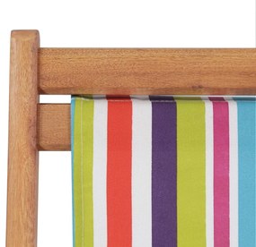 vidaXL Σεζλόνγκ Πτυσσόμενη Πολύχρωμη Υφασμάτινη / Ξύλινος Σκελετός