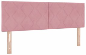 vidaXL LED Κεφαλάρι με φώτα λωρίδας LED Geometric Ροζ 160 cm Βελούδο