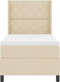 vidaXL LED Κρεβάτι με βάθρο με στρώμα Κρεμ 100 x 200 cm ύφασμα