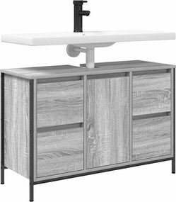 vidaXL ντουλάπι νιπτήρα με συρτάρια γκρι Sonoma 90x34,5x60 εκ.