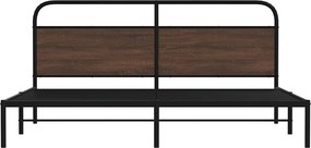vidaXL Σκελετός Κρεβ. Χωρίς Στρώμα Καφέ Δρυς 193x203 εκ. Μεταλλικό
