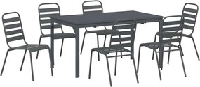 vidaXL Σέτ φαγητού για κήπο 7 pcs Ανθρακί Ατσάλι με Πούδρα