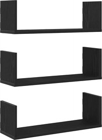 vidaXL Ράφια Τοίχου 3 τεμ. Μαύρη Δρυς 58x18x18 εκ. από Τεχνητό Ξύλο