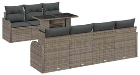 vidaXL Σετ Κήπου 8 Τεμαχίων με Γκρίζα Μαξιλάρια από Πολυ Ράτταν