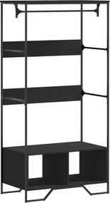 vidaXL Ντουλάπα Μαύρη 90 x 50 x 180 εκ. από Επεξ. Ξύλο