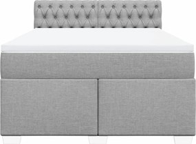 vidaXL Κρεβάτι Boxspring με Στρώμα Ανοιχτό Γκρι 140x190 εκ. Υφασμάτινο