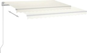 vidaXL Χειροκίνητη τέντα με ηλιακό LED 3 x 2,5 m Κρεμ 100% Πολυεστέρας