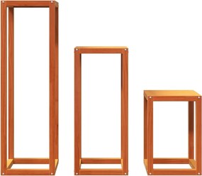 vidaXL Βάσεις Φυτών 3 τεμ. Καφέ Κεριού από Μασίφ Ξύλο Πεύκου