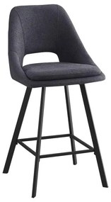 Bar stool Initiate teddy fabric dark grey-black metal leg 48x56x98cm 48x56x98 εκ.