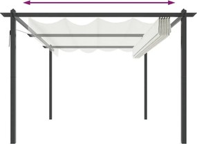 vidaXL Κιόσκι Κήπου με Πτυσσόμενη Οροφή Κρεμ 4 x 3 μ.