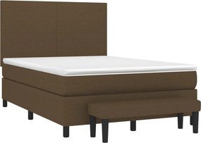 vidaXL Κρεβάτι Boxspring με Στρώμα Σκούρο Καφέ 140x190 εκ. Υφασμάτινο