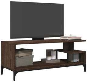 vidaXL Έπιπλο TV Καφέ Δρυς 102x40x41 εκ Επ Ξύλο/Ατσάλι Ηλ Βαφή Πούδρα