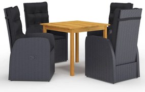 vidaXL Σετ Τραπεζαρίας Κήπου 5 Τεμαχίων Μαύρο