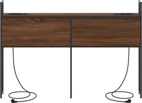 vidaXL Κεφαλάρι Αποθήκης με Σταθμό Φόρτισης με ράφι Καφέ δρυς 98 cm