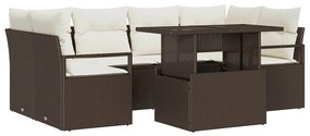 vidaXL Σετ Καναπέ Κήπου 7 pcs Καφέ και κρεμ 100 x 55 x 73 εκ