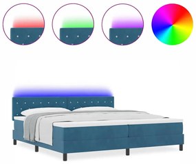 vidaXL Κρεβάτι με ελατήρια Σκούρο Μπλε 200 x 200 cm Βελούδο