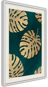 Αφίσα - Gilded Monstera Leaves - 20x30 - Μαύρο - Χωρίς πασπαρτού