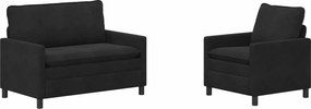 vidaXL Σετ Καναπέ 2 pcs Μαύρο Βελούδο