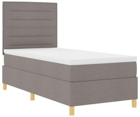 vidaXL Κρεβάτι Box Spring  με Στρώμα & LED Καφετί 80x200 εκ. Ύφασμα