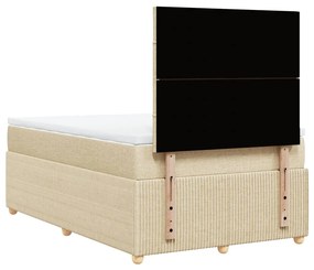 vidaXL Κρεβάτι Boxspring με Στρώμα Κρεμ 120x200 εκ. Υφασμάτινο