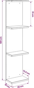 vidaXL Ράφι Τοίχου Artisan Δρυς 25 x 15 x 100 εκ Επεξεργασμένο Ξύλο