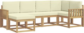 vidaXL Σειρά Καναπέ Εξωτερικού 6 pcs Λευκό και Κρεμ Πολυεστέρας