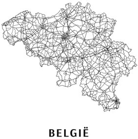 Χάρτης Belgie black & white