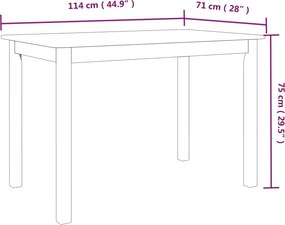 vidaXL Τραπεζαρία Λευκή 114x71x75 εκ. από Μασίφ Ξύλο Καουτσουκόδεντρου