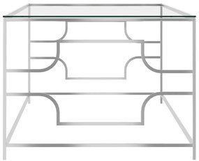 vidaXL Τραπέζι Σαλονιού Ασημί 120x60x45 εκ. από Ανοξ. Ατσάλι και Γυαλί
