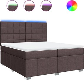 vidaXL Κρεβάτι Boxspring με Στρώμα Σκούρο Καφέ 200x200 εκ. Υφασμάτινο
