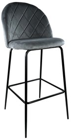 Σκαμπό Bar ArteLibre UNDERHILL Γκρι/Μαύρο Βελούδο/Μέταλλο 45x53x107cm