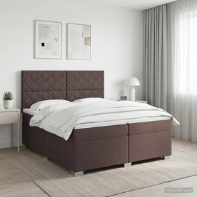 vidaXL Κρεβάτι box spring με στρώμα Σκούρο Καφέ 200 x 200 cm Ύφασμα