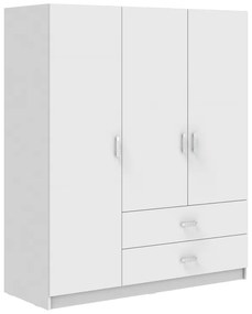 Ντουλάπα τρίφυλλη Royal  με συρτάρια λευκό 150x58x177εκ