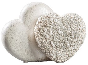 Διακοσμητικό Αντικείμενο Καρδιά -Flower Heart- Λουλουδένιο Σχέδιο Πολυρεζίνη Ασημί/Λευκό 8.5x18x13cm
