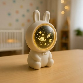 Παιδικό Πορτατίφ Προτζέκτορας Αστροναύτης Κουνελάκι με Μουσική