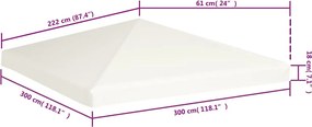 vidaXL Κάλυμμα για Κιόσκι Λευκό Κρεμ 3 x 3 μ. 310 γρ./μ²
