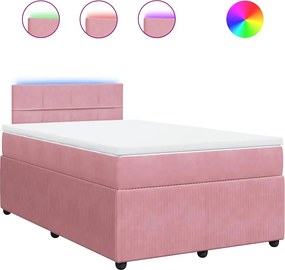 vidaXL Κρεβάτι Boxspring με Στρώμα Ροζ 120x200 εκ. Βελούδινο
