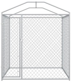 Κλουβί Σκύλου Εξωτερικού Χώρου 193 x 193 x 225 εκ. με Στέγαστρο - Ασήμι