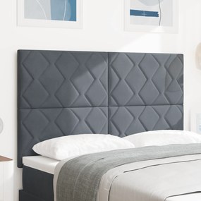 vidaXL LED Κεφαλάρι Σχεδίου Ρόμβων Σκούρο Γκρι 144 εκ Βελούδο