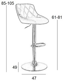 ΣΚΑΜΠΟ ΜΠΑΡ 2ΤΜΧ BAR84 ΜΑΥΡΟ PU 47X49X105ΕΚ.