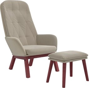 vidaXL Πολυθρόνα Relax με Υποπόδιο Ανοιχτό Γκρι Βελούδινη