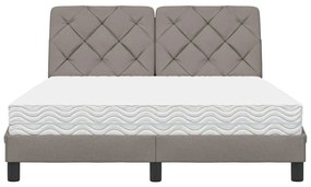 vidaXL Κρεβάτι με Στρώμα Taupe 140x190 εκ. Υφασμάτινο
